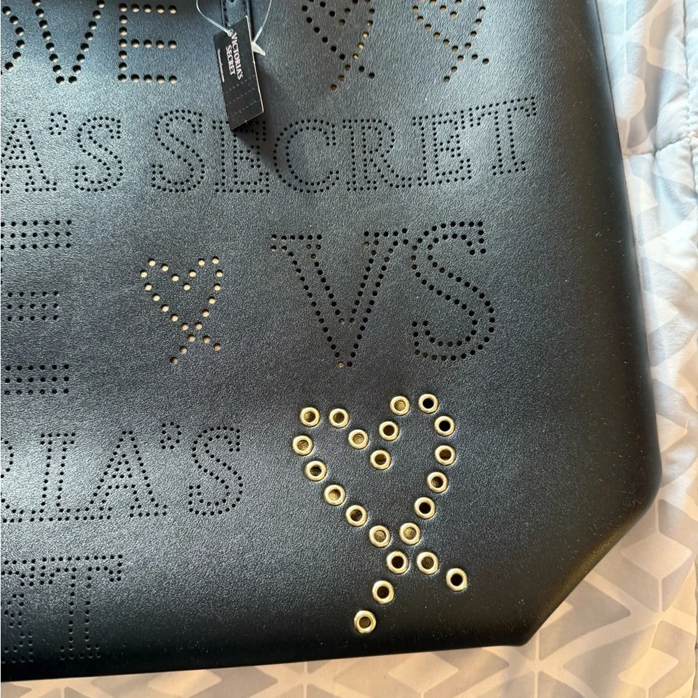 New black lazer cut heart tote Victoria's Secret